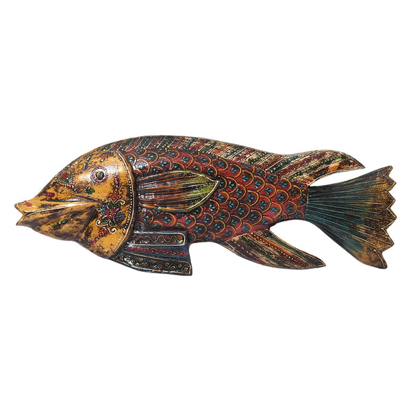 18 Long Wooden Hand Painted Eclectic Fish Decor - Far Pavilions
