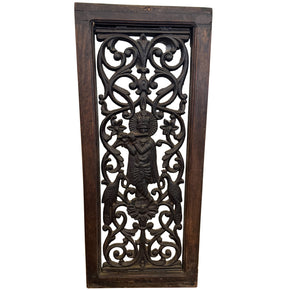 Vintage Hand Forged Wrought Iron Window Grill Depicting "Krishna"