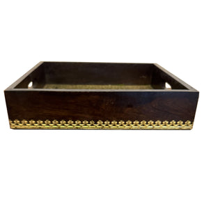 Solid Wood tray Beautiful Accented with Hand Embossed Brass Foil