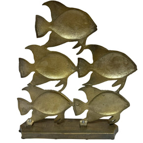 Vintage Brass School Of Fish Sculptural Table Decor