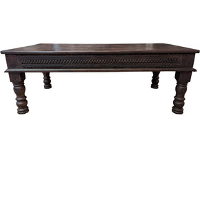 Transitional Style Solid Wood Carved Border Rectangle Coffee Table