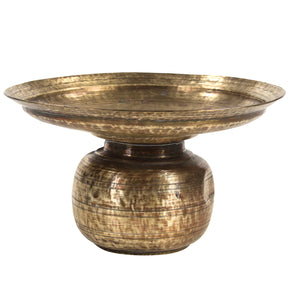 Unique 12in. Round Vintage Brass Pot With Flat Top